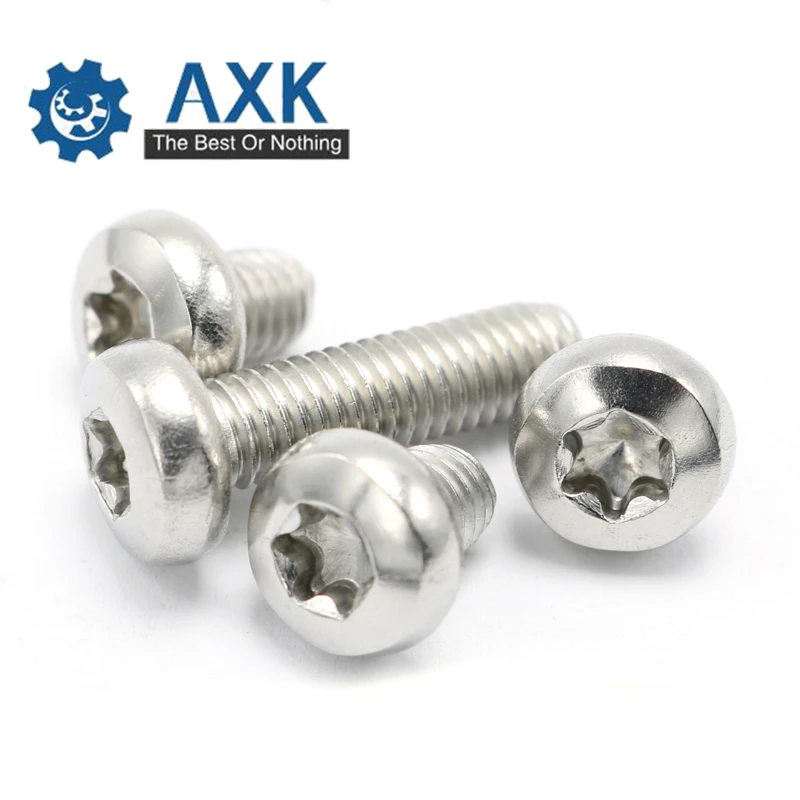 10/50x M2 M2.5 M3 M4 M5 M6 304 A2-70 stainless steel GB2672 Six-Lobe Torx Pan Head Screw Six Lobe Round Head Bolt Length=3-50mm