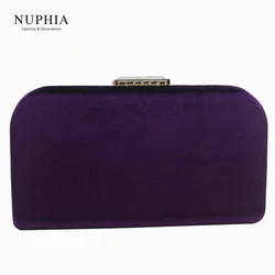 NUPHIA Velvet Hard Case Box Clutch Evening Bags and Evening Clutch Bags for Party Prom Evening Green/Purple/Navy blue/Red