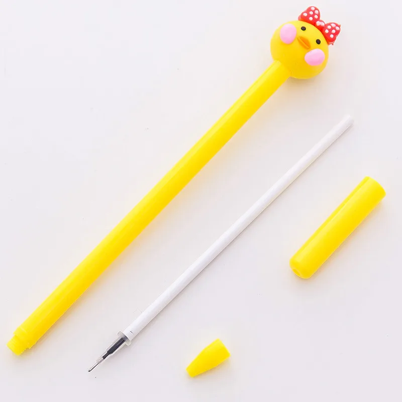 

40pcs Lovely Cartoon Yellow Duck Neutral Pen Japanese and Korean Net Red Duck 0.5 Mm Black Student Signature Pens for School