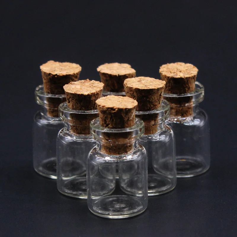 10pcs 0.5ml 11x18mm Hot Fashion Small Glass jars Cute Mini Wishing Cork Stopper Glass Bottles Vials Jars Containers