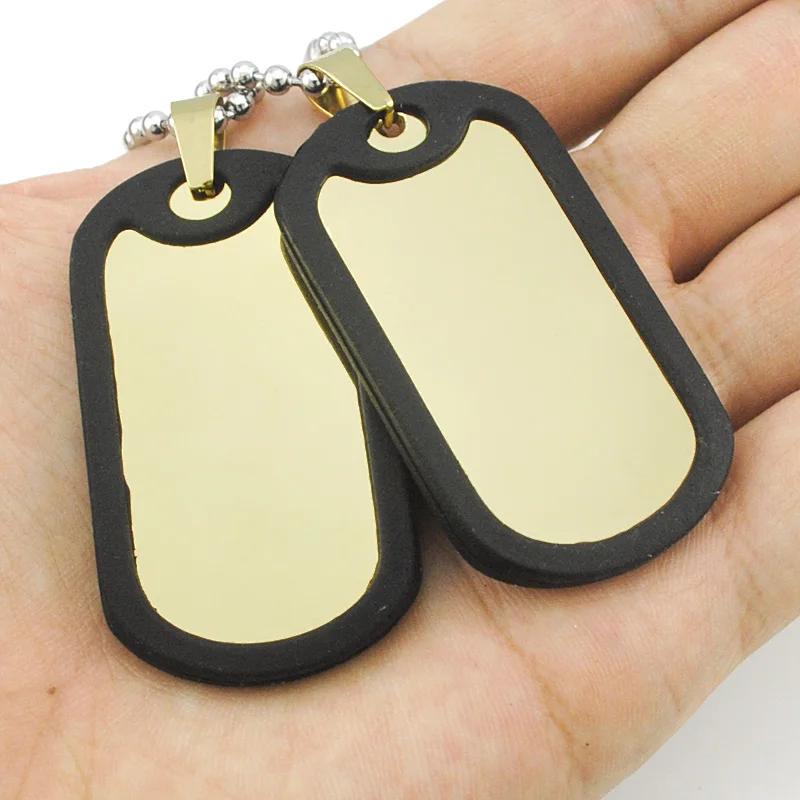 ATGO 2 Piece/Sets Fashion Stainless Steel Military Dog Tags Necklace Pendant Blank BJP19