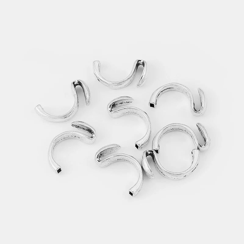 10pcs Zamak Half Finger Ring Component For Up To 2mm Round Leather Cord