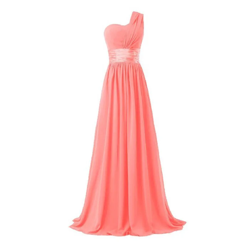 QNZL-100 # Chiffon blu scuro rosso abiti da damigella d'onore monospalla lunga personalizzazione gratuita sposa festa nuziale Toast Dress all'ingrosso