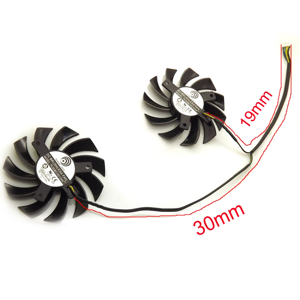 Free Shipping New 2pcs/Lot PLD08010S12HH 75mm DC12V 0.35A 4Pins Graphics Card Fan Cooling Cooler