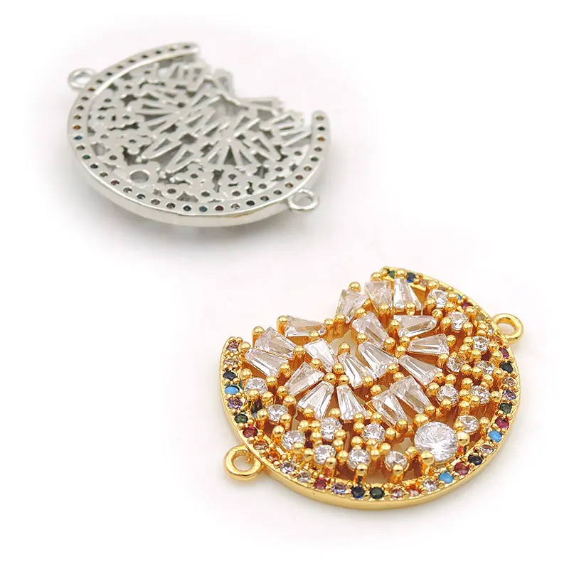 22*18*3mm Micro Pave CZ Of Mixing Colors U Connector Fit For Women As DIY Bracelets Accessory