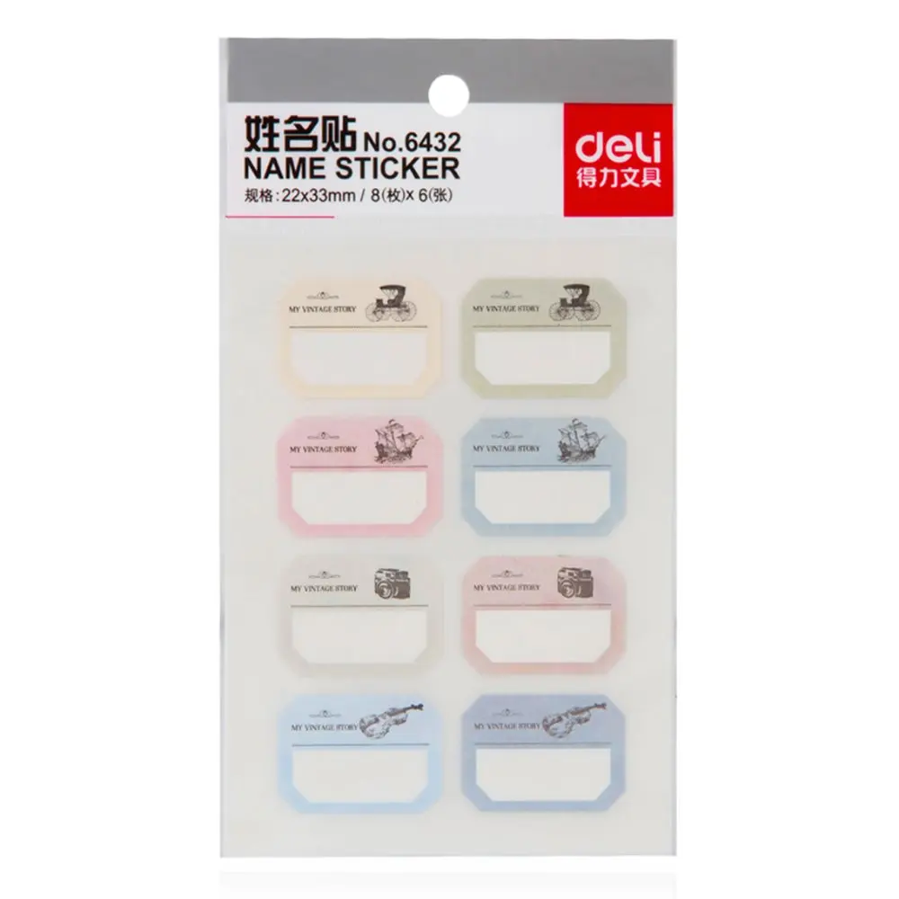 10 Packs X 6 Sheets Sticker Labels Self Adhesive Name Stickers Paper Label 22x33mm Easy To Write Deli 6432