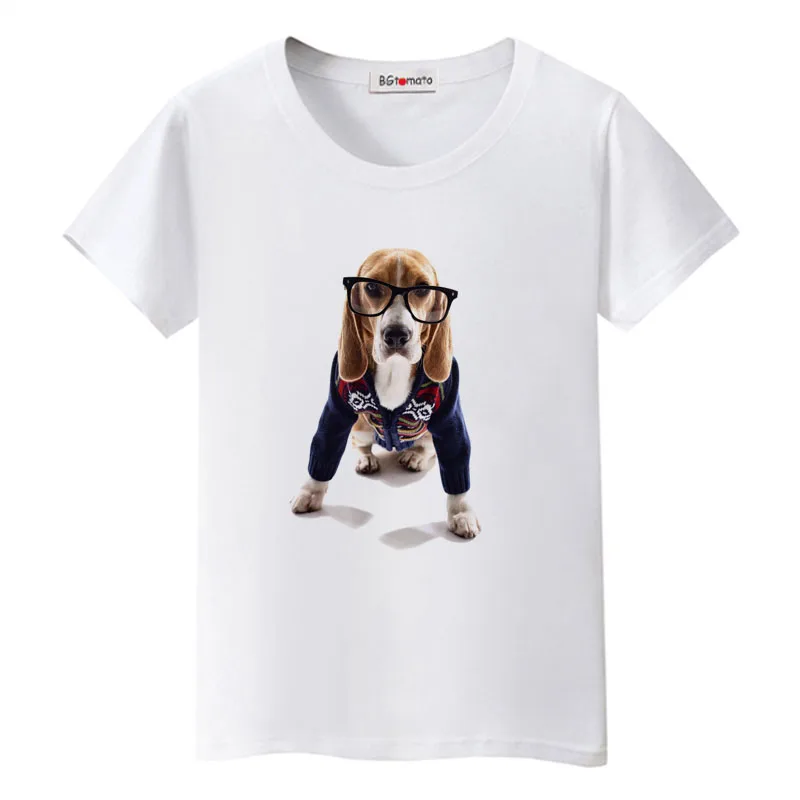 Funny Sunglass dog cool T-shirt For women new style creative Design Tops Tees fashion femme shirts