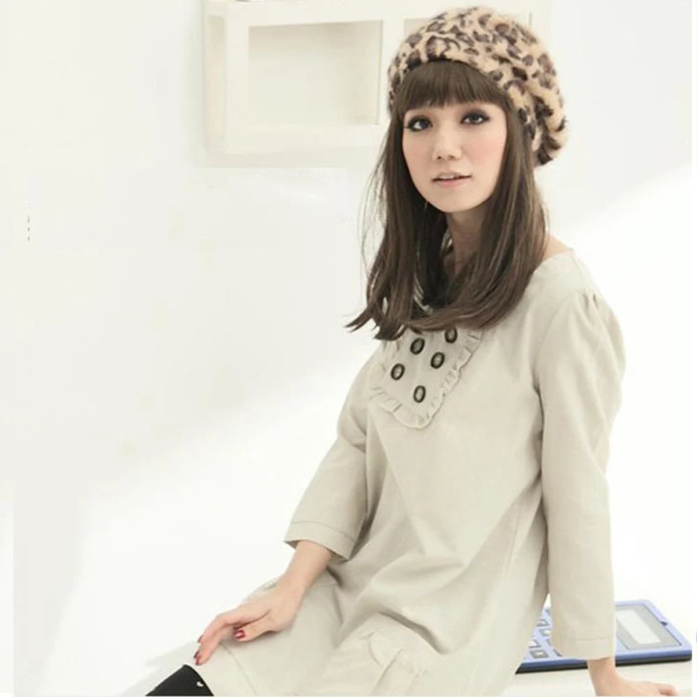 Women French Style Vintage Leopard Print Wool Soft Winter Warm Beret Beanie Hat HATBD0055