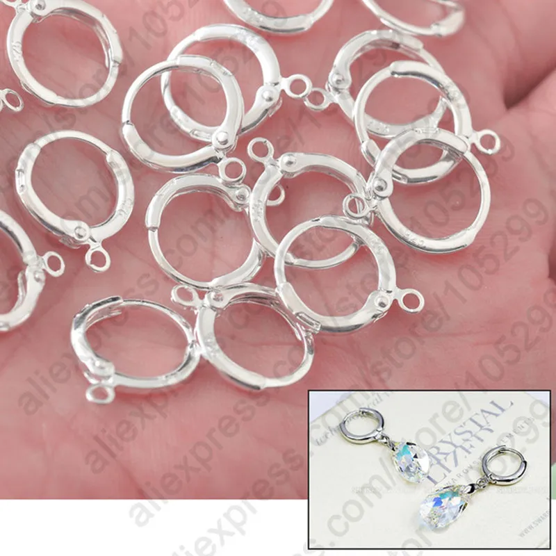 Fast Shipping 925 Sterling Silver Round Earring Hoop Connector Round Lever Back Ear For Earrings Design 925 Stamped