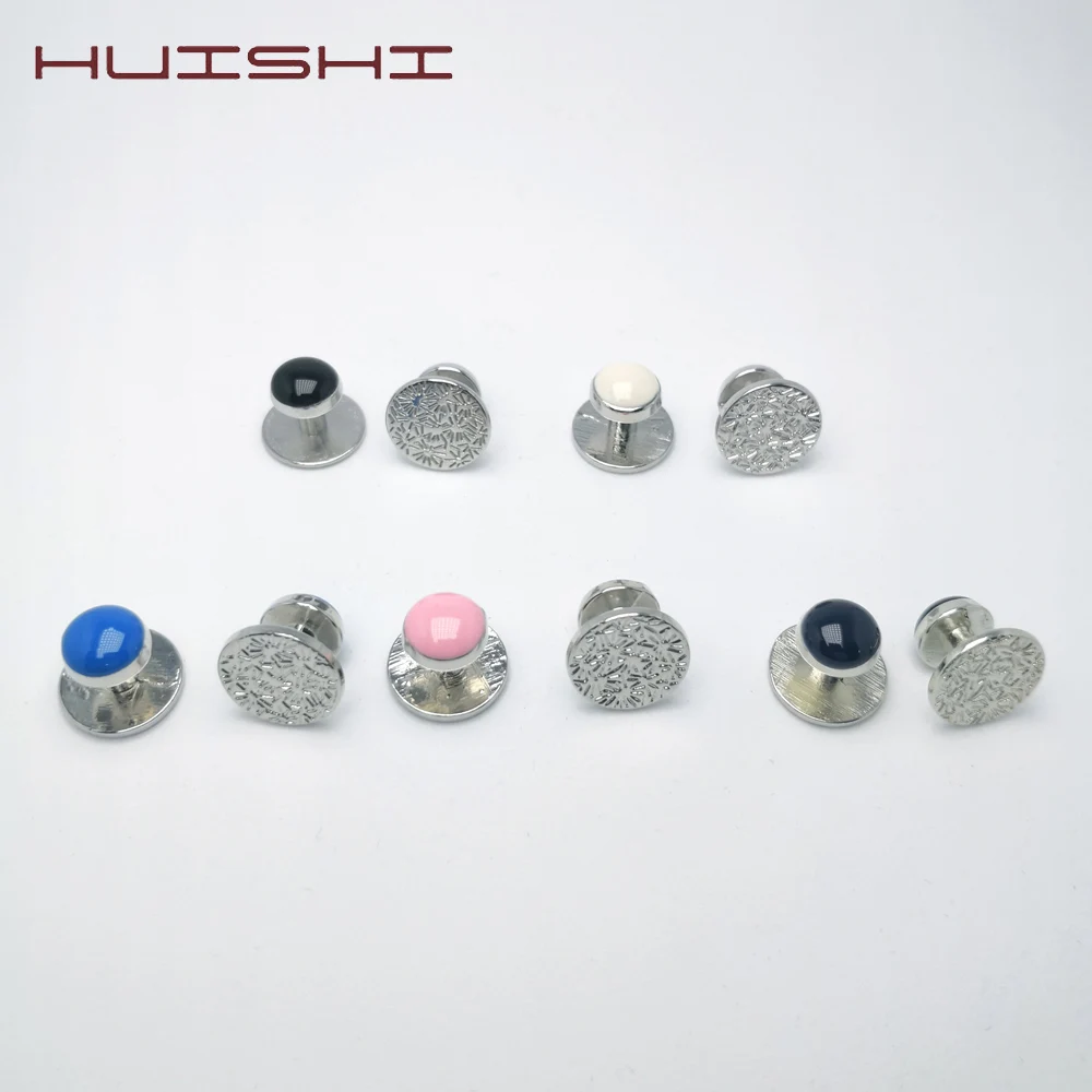 HUISHI Classic Design 4pcs Multi Color Tuxedo Shirts Cufflinks Men's Shirt Wedding Black White Enamel Studs Cufflinks Jewelry