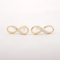 Everfast 1Pair 3Color Fashion Zircon Infinity Stud Earrings Eight Eternal Love Symbol For Women Lady