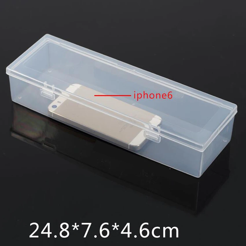 Transparent plastic long square box Storage Collections Product packaging box dressing case mini Case out size 25.3*8*5cm