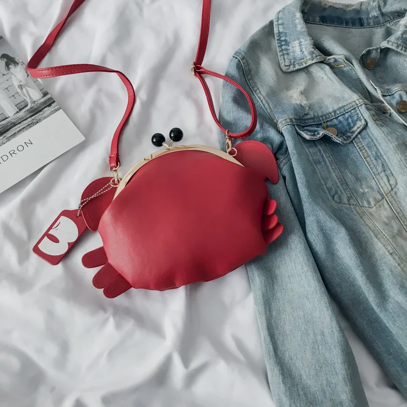 Crab Shape Handbag with Crab Coin Purse Crossbody Bag Crayfish Shells Purse Detachable Shoulder Bag Women's Satchel