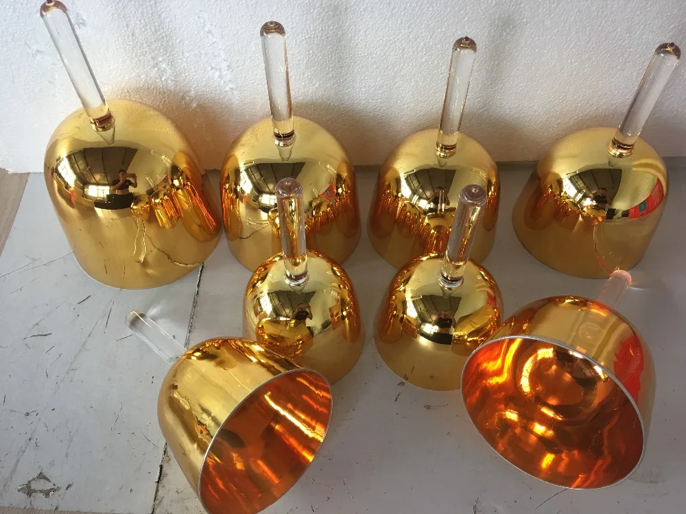 

golden crystal singing handle bowls 4th octave 8pcs chakras set perfect C D E F G A B C5 note in 440HZ or 432HZ chakras energy