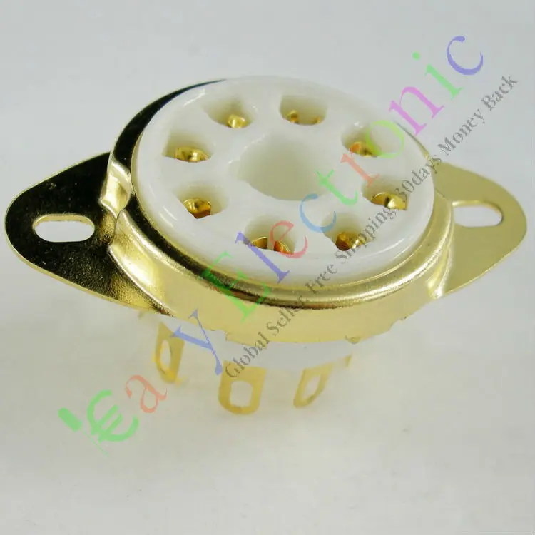 Prise de tube à vide en céramique dorée à 8 broches, 8 pièces, base de valve en or à montage supérieur Fr EL34 6L6, vente en gros et au détail, livraison gratuite