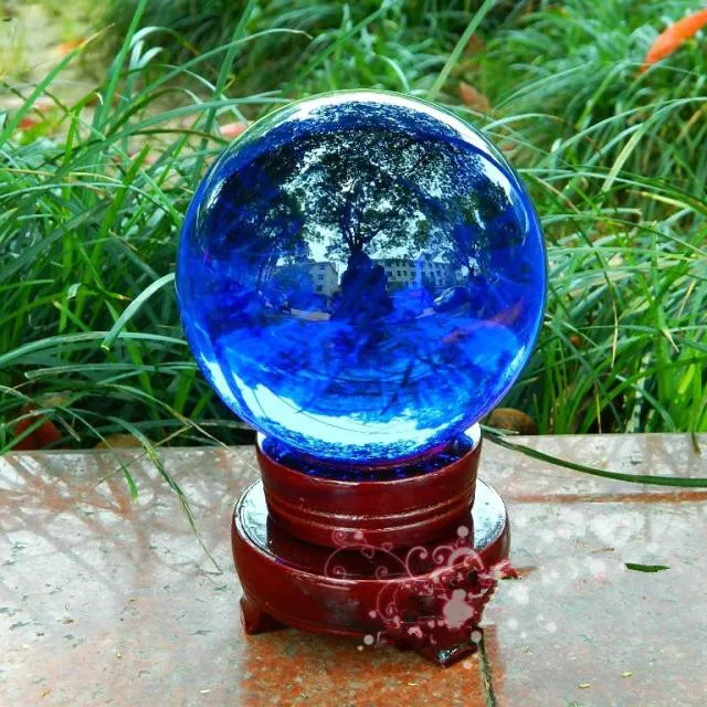 100mm Awesome Ultra Clear BLUE Glass Quartz Crystal Sphere Ball