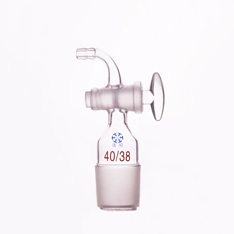 

Curved suction connector,Glass valve 40/38,Joint with Glass stopcock standard ground mouth,Curved connector with piston