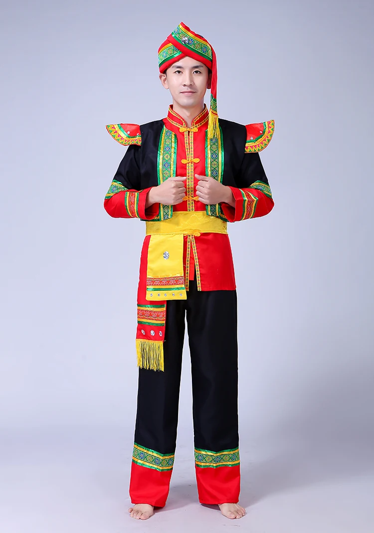 New Miao clothing costume adult male Tujia Yi Yao Zhuang minority dance performance clothing