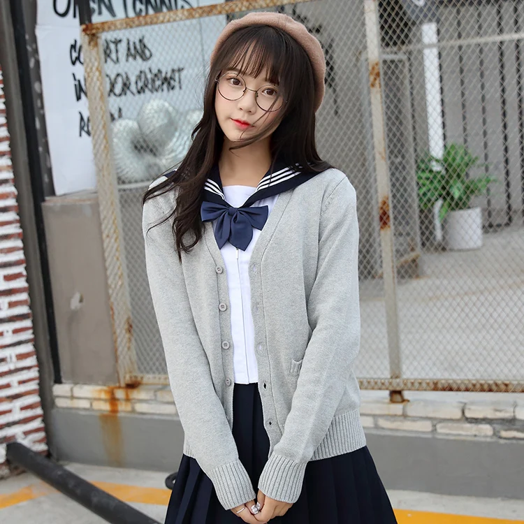 

japanese JK cardigans long sleeve V-Neck sweater for beautiful cute young girls women lolita cosplay clothes winter costume