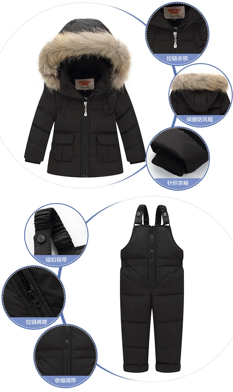 new Baby Girls Boys Winter Down Clothes Sets Outdoor Warm Infant Suits Thick Coats+Overalls Windproof Child Kids Suits