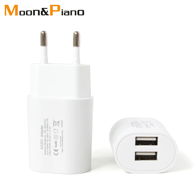 1PC EU Adapter Plug 5V2.4A Dual USB Charger For Smart Mobile Phone AC/DC Adaptor Travel in Italy Switzerland Brazil France