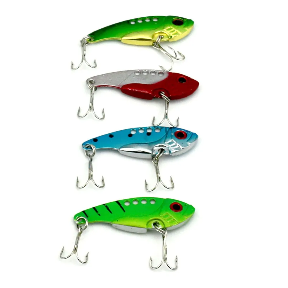 100Pcs 11g/0.388oz 5.5cm/2.16 fishing lures set spoon china Metal VIB sequins Fish hard bait bass vibration lure crankbait