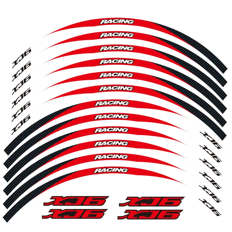 High quality Motorcycle front&Rear Edge Outer Rim Reflective Sticker 17inch Wheel Decals For YAMAHA XJ6