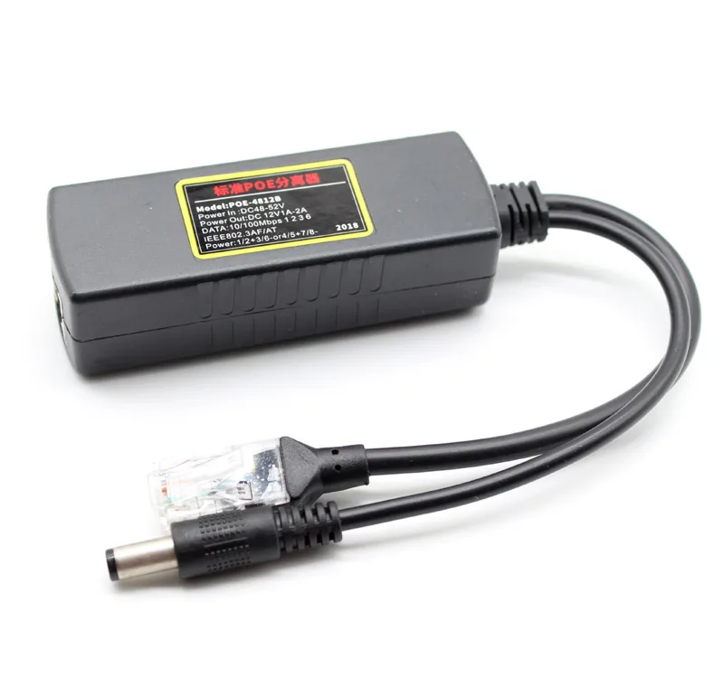 POE Splitter IEEE 802.3AT Standard 12V/1A-2A DC Output DC48-52V Input for CCTV IP camera Security System
