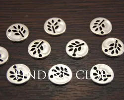 50 Pcs  Silver Color/bronze Mini Round Leaf Charm Diy Findings Jewelry Accessories Jewelry 12mm A990