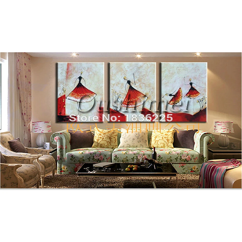 

Handpainted Modern Abstract Ballet Oil Painting on Canvas Handmade 3PCS Dancer Oil Painting for Living Room Decoration