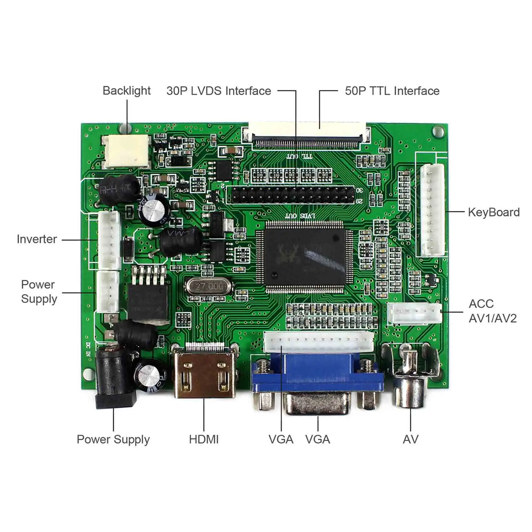 HD MI VGA 2AV LCD Driver Board With 4.3