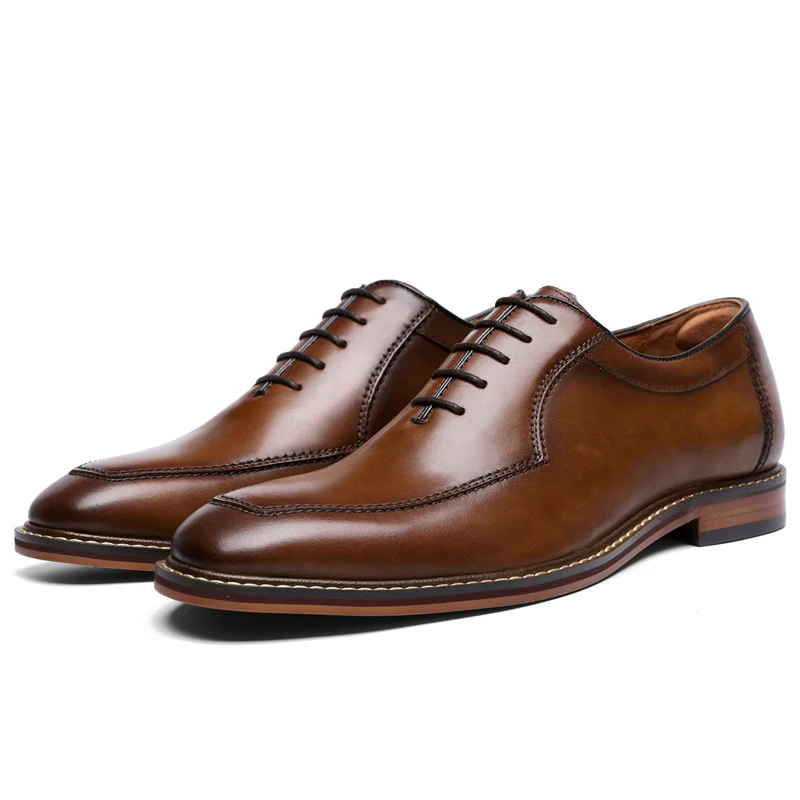 Dress Shoes Men Italian Style Genuine Leather Men\'s Wedding Shoes Lace Up Formal Gentleman Shoes Party Office High Heel