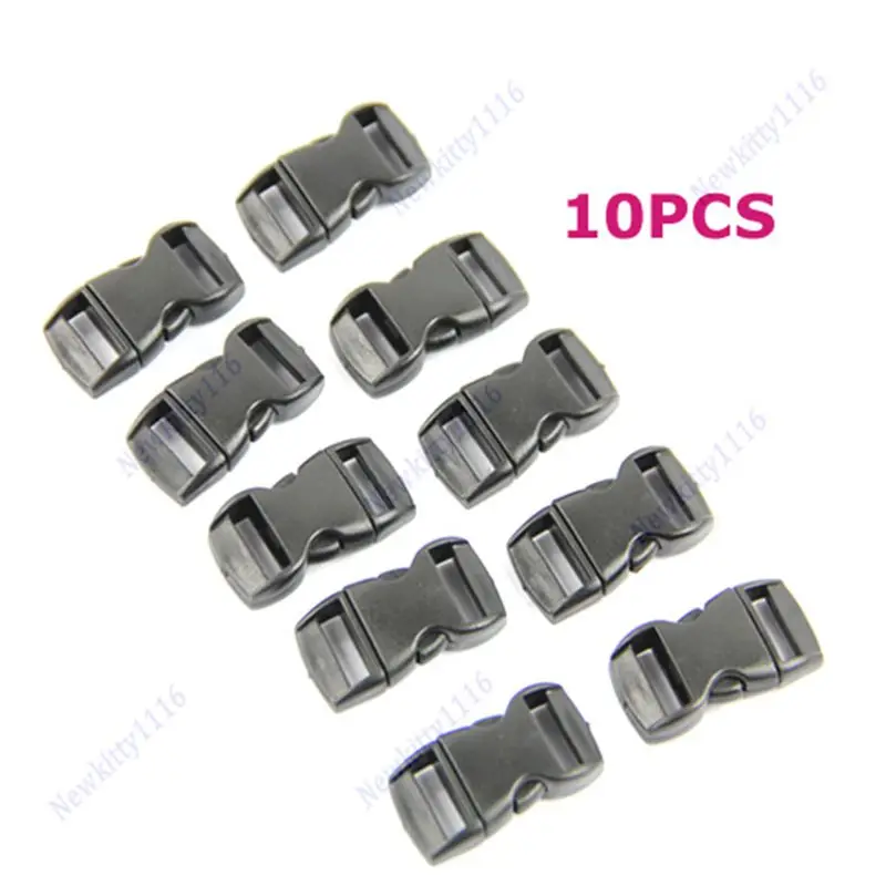 NOVA 10 PCS Fivelas Para Umbrella Paracord Pulseiras Preto Side Lançamento Buckles