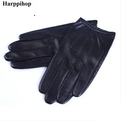 Black and brown Spring  Genuine Leather Gloves Men New Brand  Fashion Warm Driving Gloves Goatskin Mittens