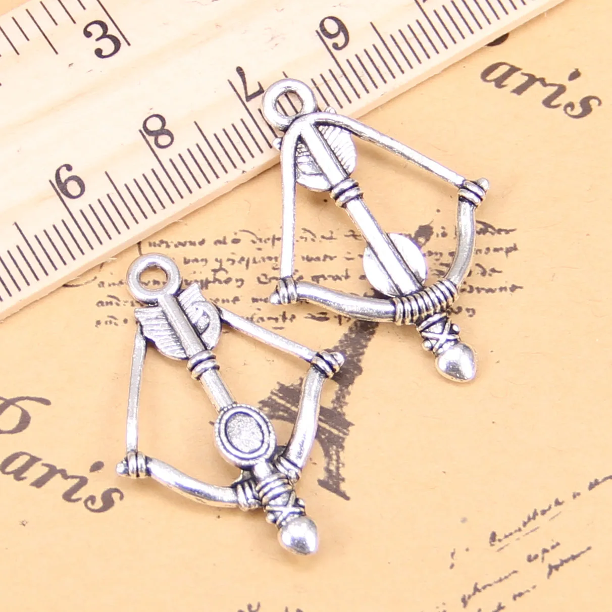 54pcs Charms For Jewelry Making crossbow bow 20mm Antique Silver Plated Pendants DIY Handmake Tibetan Silver Bracelet Necklace