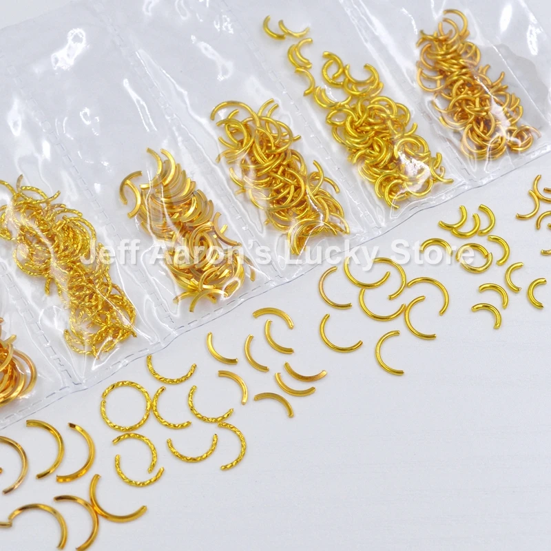 Mixed Styles Arc-shaped Gold Bar Metal 3D Nail Art Decorations Nullion Nails Accessoires Supplies Tools Curve Line