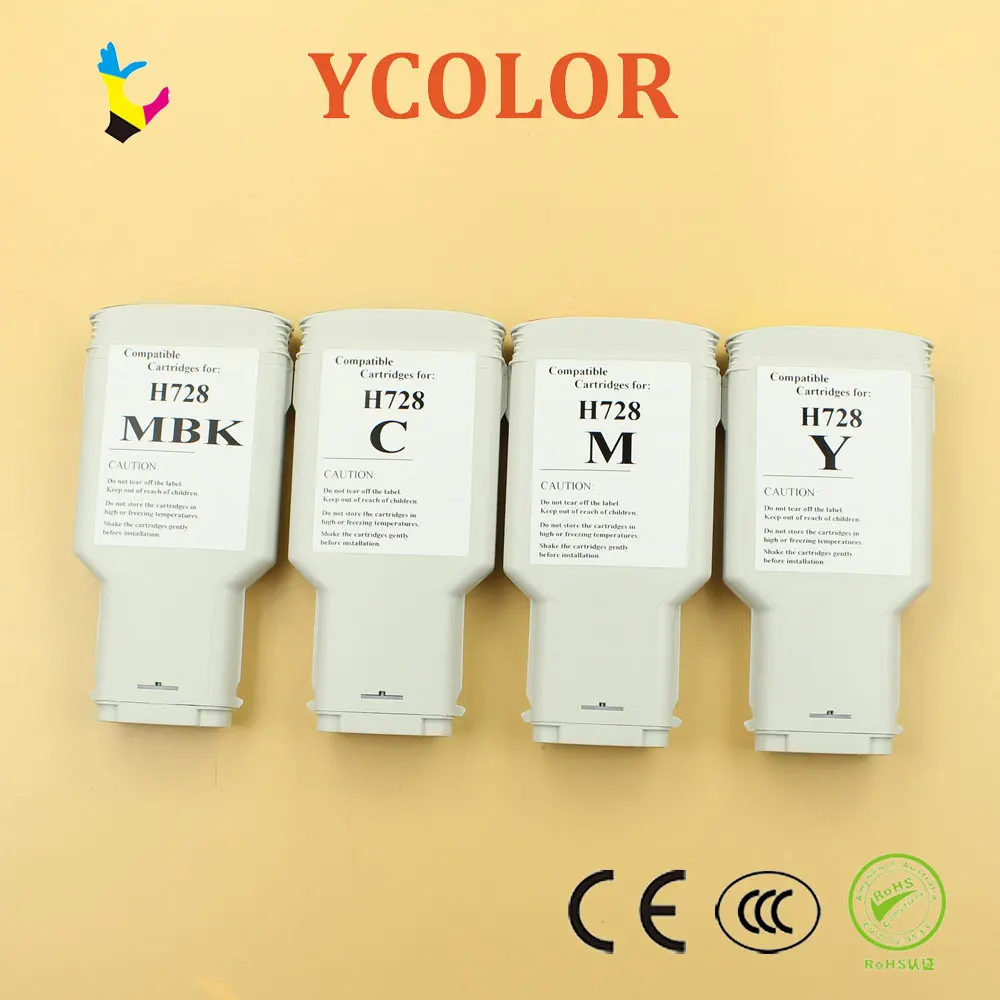 

4 color 300ml empty compatible cartridge for HP 728 cartridge for HP DesignJet T730 T830 with one time chip MBK C M Y