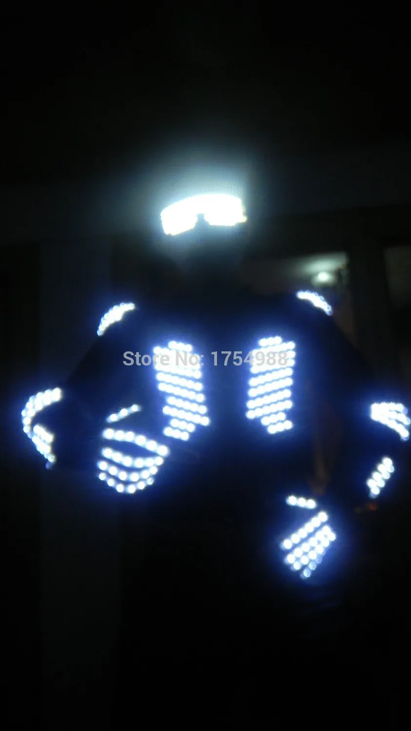 DHL Free Fashion LED Armor Light Up Jackets Costume Glove Glasses Led Outfit Clothes Led Suit For LED Robot suits