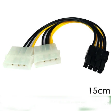 Hot 6 inch 2 x Molex 4 pin to 8-Pin PCI Express Video Card Pci-e ATX PSU Power Converter Cable - Molex to Pcie 8 pin Adapter