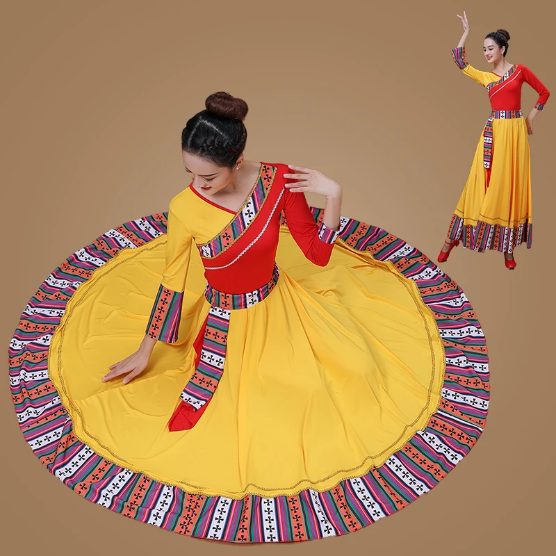 New tibetano costume di ballo cina nazionalità abiti da ballo per le donne festival vestiti di prestazione femminile abiti vintage