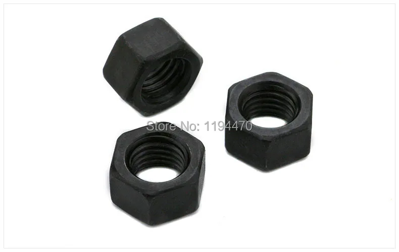 50pcs/Lot Metric Thread DIN934 M10 Black Grade 8.8 Carbon Steel Hex Nut Hexagonal Nut Screw Nut