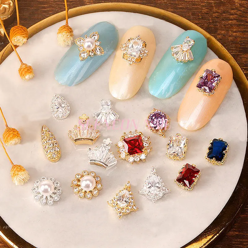 5ชิ้น/ล็อต3D เล็บโลหะ Zircon Rhinestone ชุดตกแต่งเล็บระดับ Zircon เพชรเล็บ Luxury Alloy เล็บ charms