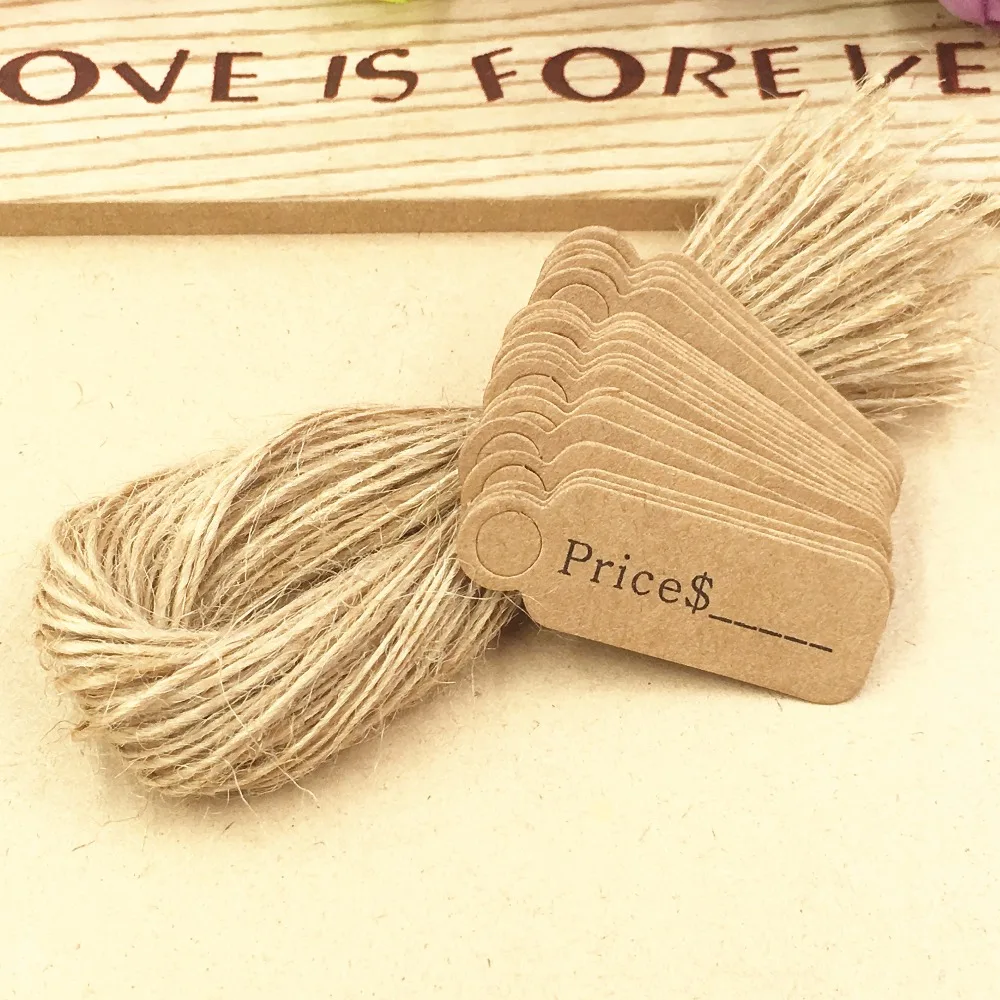 200pcs Kraft Price Tags+200pcs Hemp Strings DIY Handmade Price Packing Labels For Flower/Jewelry/Gift Boxs/Baking/Cosmetics