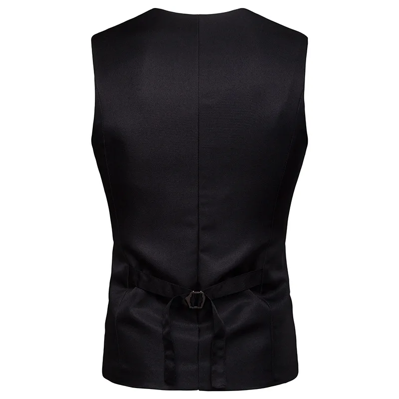 Mens Gentleman Formal Slim Fit Single Breasted Black Dress Suit Vests 2023 Fashion Chain Decoration Men Vest Waistcoat Gilet 2XL