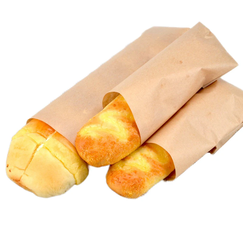 Bread Bag Kraft Paper Packing Bag Bread Stick Disposable Bag Food Grade French Bakery Oil-Absorbing Food Grade Paper 50pcs/pack