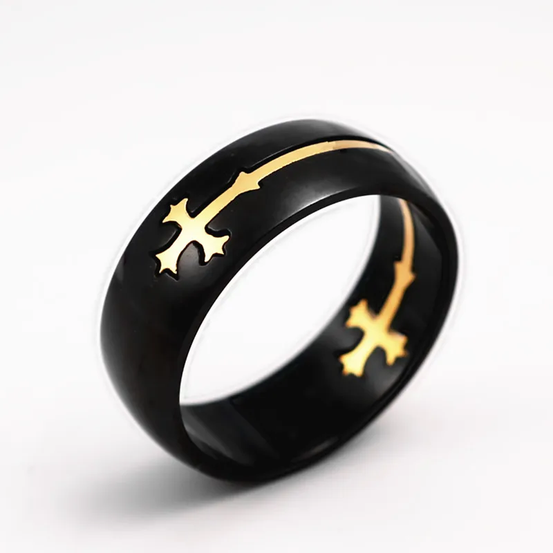 Fashion Separable Cross Ring for Men Woman Black Color Stainless Steel Rings Cool Male Design Jewelry Cross Rings