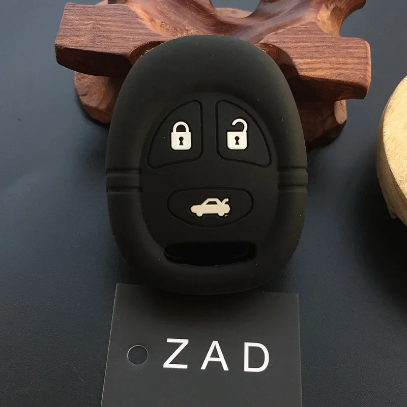 ZAD silicone rubber car key Case Cover skin holder protector Shell for Saab 9-3 9-5 93 95 3 Buttons Smart Remote Key Fob