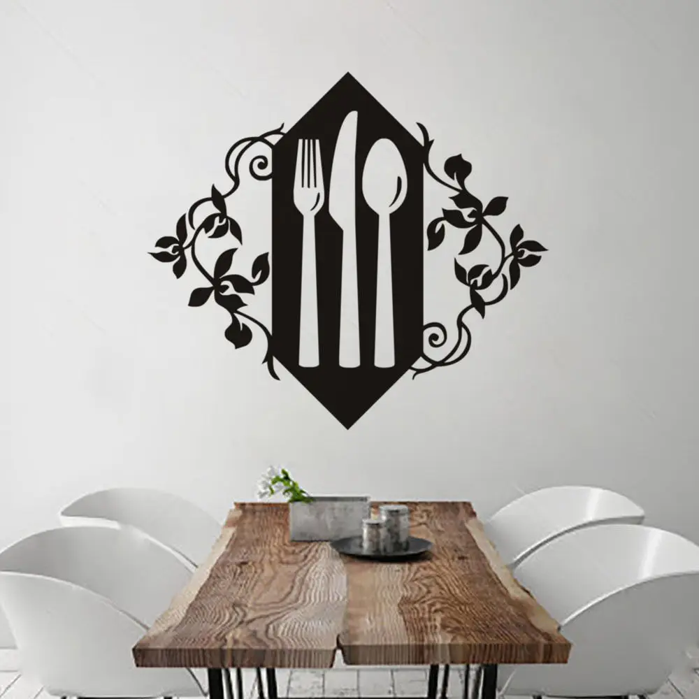 Kitchen Tableware Vinyl Wall Stickers Folk Knife And Spoon Art Wallpaper Decor Western restaurant Coffee Shop Wall Decal SA127