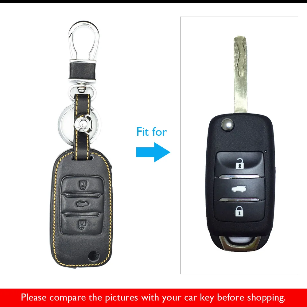 Leather Car Key Case For Changan CS75 EADO CS35 Raeton CS15 V3 V5 V7 Folding Remote Fob Shell Cove Auto Keychain Bag Accessory