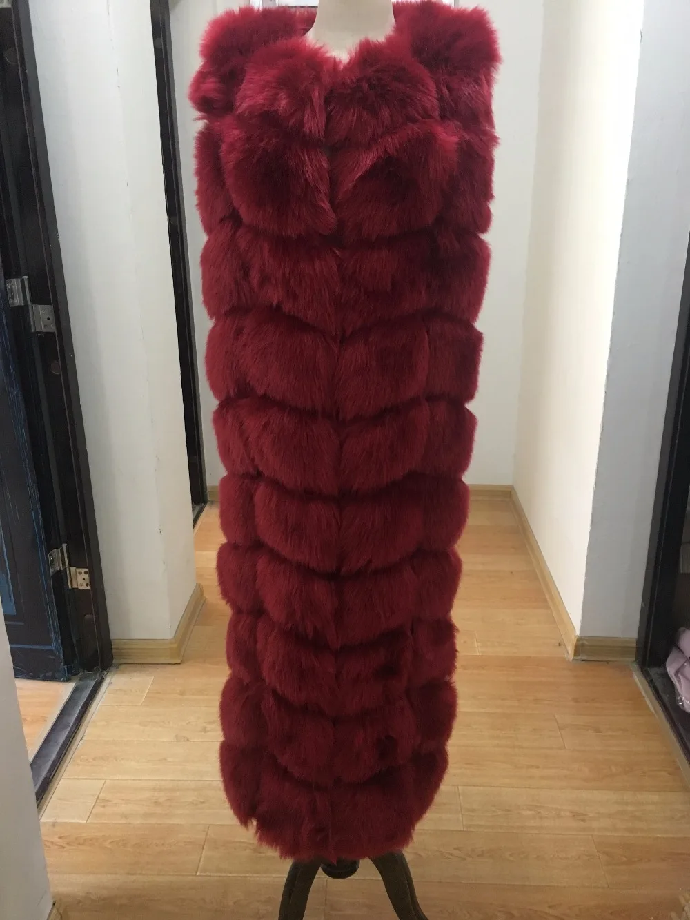 8-10 steps Longer Fluffy Fur Coat Winter Women Luxury Faux Fox Fur Parkas Furry Slim Fake Fur Vest fashion Fur Outerwear